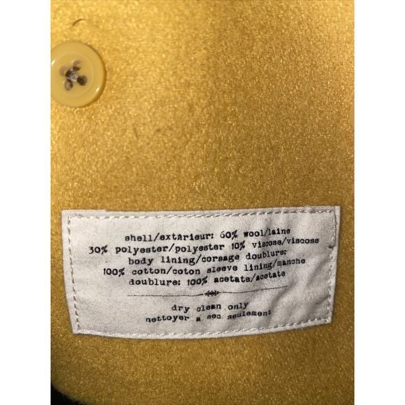 Anthropologie Cartonnier Large Mustard Wool Cropped LUISA Pea Coat Blazer - Picture 11 of 14